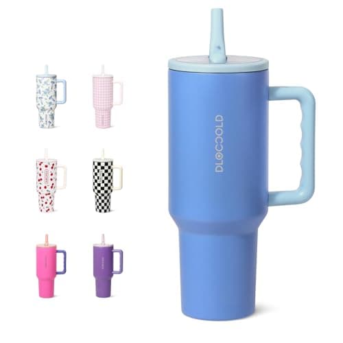 DLOCCOLD 40 oz Tumbler with Handle & Flip Straw, Car Cup Holder Friendly, Leak Resistant Water Bottle, Reusable Insulated Modern Stainless Steel Tumbler, Gifts for Women & Men - Image 1