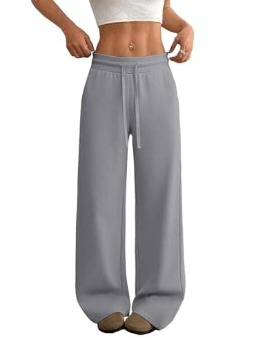 JEKAOYI Womens Wide Leg Casual Pants High Waisted Lounge Pants Comfy Business Work Pants with Pockets Gray - Image 1