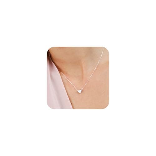 BAYLAY Silver Heart Necklace for Women, 18K Silver Plated Heart Necklace Tiny Heart Charm Pendant Necklaces for Women Silver Jewelry Valentines Gifts for Her Women Teen Girls - Image 1