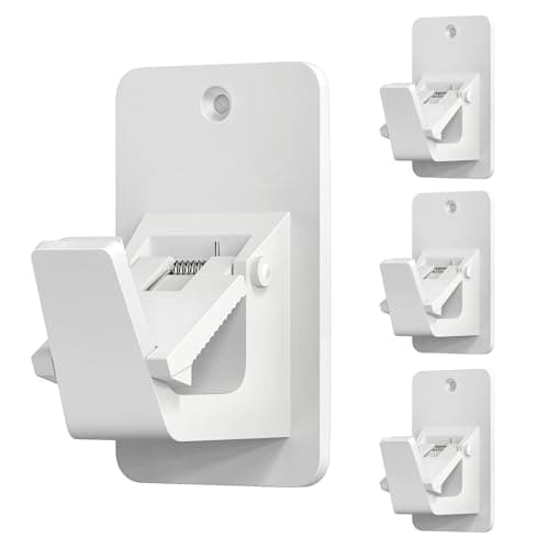Adhesive No Drill Curtain Rod Brackets - Heavy Duty 30LB Holders for Bathroom Bedroom Kitchen, Universal Damage-Free Window Rod Hooks with Nail-Free Installation (4PC White) - Image 1