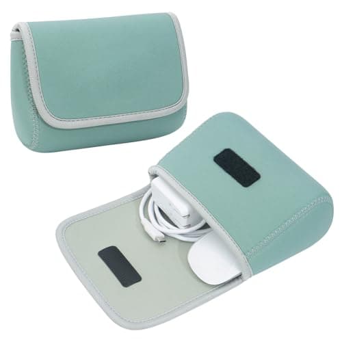 LENTION Mint Green Neoprene Tech Pouch, Portable Travel Organizer for MacBook Power Adapter, Power Bank, Charger, Cable & Small Electronics - Image 1