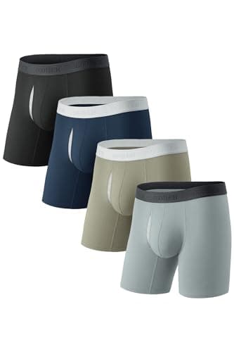 GOOTUCH Men Boxer Briefs, Moisture Wicking Breathable Underwear For Men, Silver-Ion Tech Underwear, Stretch 6.5 inch Long Leg (Black/Gray/Dark Blue/Green, XL) - Image 1