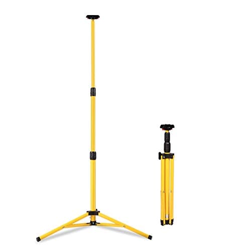 DAYATECH Adjustable Work Light Stand for LED Flood Light Up to 5 Feet Heavy Duty Portable Steel Telescopic Tripod Stand, Yellow - Image 1