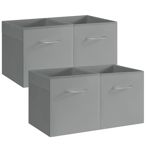StorageWorks Gray Storage Cubes, 11 Inch Cube Storage Bins with Handle, Cube Storage Organizer Bins for Shelves and Closet, Collapsible Storage Bins, 4-Pack - Image 1