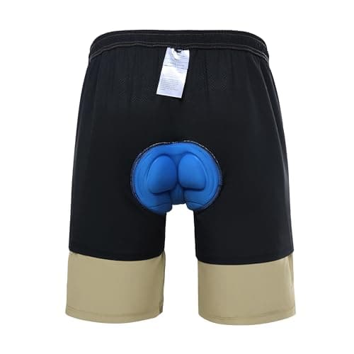 Men's Mountain Bike Shorts 3D Padded Bicycle Biking Shorts Quick Dry Lightweight MTB Cycling Shorts (Khaki, S) - Thumbnail 3