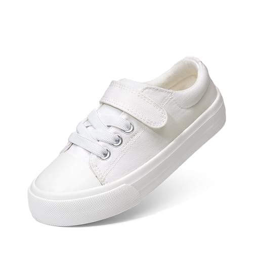 DREAM PAIRS Kids Toddler Sneakers Boys Girls Casual Canvas School Shoes,Size 9 Toddler,All White,SKFN26001K - Image 1