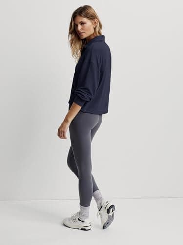 COCOMARTS Womens Sweatshirts Half Zip Pullover Drawstring Waist Sweaters Quarter Zipper Hoodies 2025 Fall Winter Fashion Clothes Outfit Navy Blue Small - Thumbnail 6