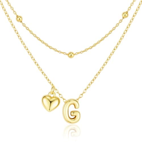 adoyi Initial Necklaces Valentines Day Gifts for Women Hers Dainty 14K Gold Plated Heart Layered Letter G Pendant Necklace Stack Trendy Jewelry Birthday Valentines Day Gifts for Women Jewelry - Image 1