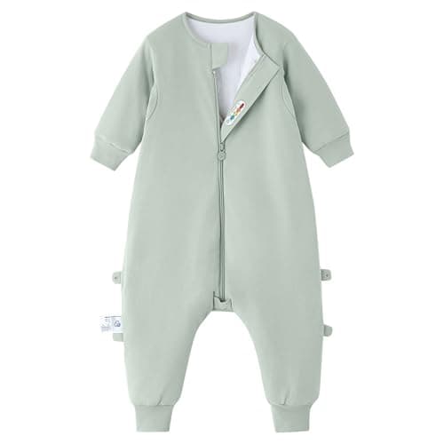 kaiya baby Unisex Toddler Sleep Sack with Feet, 2.5 Tog Baby Winter Sleep Sack Long Sleeve 36-48 Months, Gifts for Boys & Girls, Pea Green