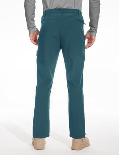 MOURCE Fleece Lined Ski Pants Men Waterproof - Plus Size Softshell Cargo Snow Pants Men 5 Pockets, Corsair Blue - Thumbnail 5