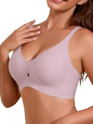 COCOMARTS Jelly Bras for Women No Underwire Seamless Push Up Bra Full Support Comfort Bralettes Wireless Plunge Everyday Bra Pink Medium - Thumbnail 2