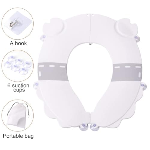 DIJIAMEIYA Portable Potty Training Seat for Toddlers, Foldable Travel Toilet with Non-Slip & Anti-Pinch Design, One-Handed Quick Release, Universal Fit for Most Toilets(Gray) - Thumbnail 2