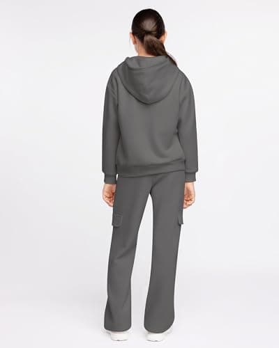 Stelle Girls Athletic Sweatsuit 2 Pieces Sweatshirts and Pant Long Sleeve Pull Over Outfits Set Charcoal XXL - Thumbnail 2