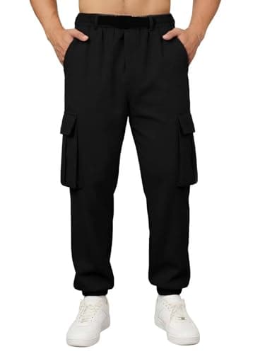 DISLANBO Men's Utility Cargo Jogger Pants - Lightweight, Adjustable Buckle Belt,5-Pocket Design Black XL - Image 1
