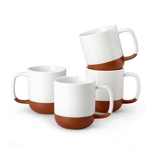 MALACASA Ceramic Coffee Mugs Set of 4, 11oz Coffee Cups, Modern Farmhouse Mugs for Coffee, Latte, Tea, Hot Chocolate, Cappuccino, Milk, Microwave & Dishwasher Safe, Khaki White, Series TARA - Image 1