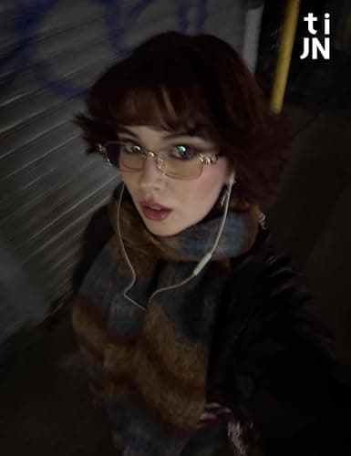 TIJN Blue Light Blocking Glasses for Woman Men, Square Acetate Metal Frame Eye Glasses for Cosplay & Anime Girl, Rin - Thumbnail 2