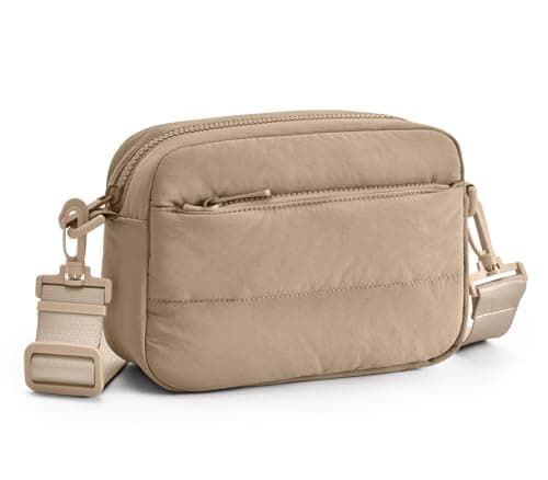 Gitus Crossbody Bags for Women Small Puffy Shoulder Handbag Travel Cross Body Purse with RFID Blocking Cards Slot and Adjustable Strap (Camel) - Image 1