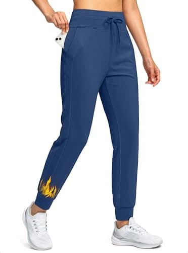 Soothfeel Women's Fleece Lined Joggers Water Resistant High Waisted Sweatpants Winter Warm Thermal Running Hiking Pant Pocket （Dark Blue M） - Image 1