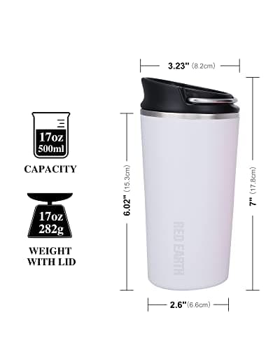 GiNT 17oz Travel Mug with Infuser and Two Lids. Vacuum Insulated 316 Stainless Steel Coffee Mug. Dishwasher Safe Mug with Tea Strainer for Hot and Cold Brew Coffee or Tea(White) - Thumbnail 3