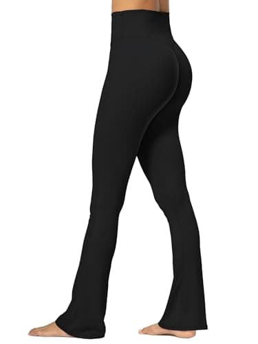 Sunzel No Front Seam Mini Flare Leggings for Women, Invisible Butt Scrunch Flared Yoga Pants with Tummy Control 30" Black Small - Image 1