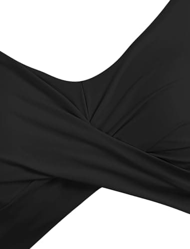 ZAFUL Women One Piece Swimsuit Modest Tummy Control Bathing Suit Over 50 Swim Dress Swimwear Push Up V Neck Swim Suits 2025 Black Pink - Thumbnail 5