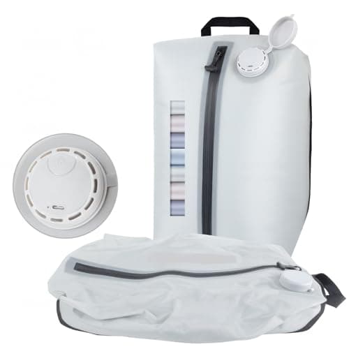 Professional Vacuum Bags with Built-in Pump, 30L Vacuum Seal Bags with See-through Window, Space Saver Bags for Clothing Travel IP67, Reusable Compression Bag (Silver White 1PC) - Image 1