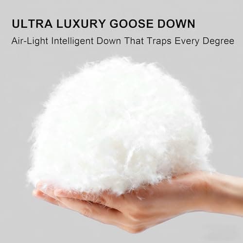 ALPSWAN Goose Feather Down Fiber Comforter Queen Size, White Polyester Cotton Duvet Insert, All Season Medium Warmth Fluffy Bedding Comforter (White, Queen) - Thumbnail 5