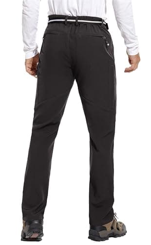 MOURCE Fleece Lined Snow Pants Men, Adult Winter Pants Men with Pockets, Grey 4XL - Thumbnail 6