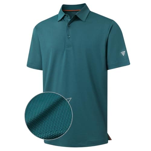 M MAELREG Golf Polo Shirts for Men Short Sleeve Quick Dry Fit Texture Sports Casual Collared Men's Golf Shirts Turquoise - Image 1