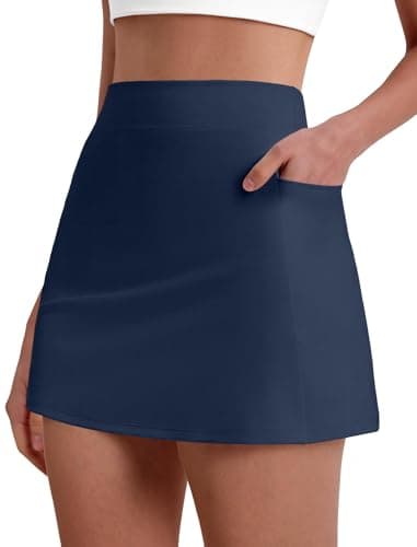 DLOODA Skorts for Woman Tennis Golf Skirt 4 Side Pockets High Waisted Athletic Pickleball Mini Skirts Navy XL - Image 1