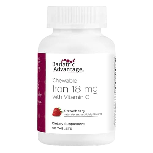 Bariatric Advantage Iron 18 mg with Vitamin C Chewable - Ferronyl Carbonyl Iron - Gentle on Stomach - Strawberry - 90 Count - Image 1