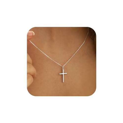 MONOZO Cross Necklace for Women Trendy, Dainty 14K-White-Gold-Plated Pendant Necklaces Simple Cross Necklaces for Women Trendy 14K-White-Gold-Plate Necklace Jewelry Gifts for Her - Image 1