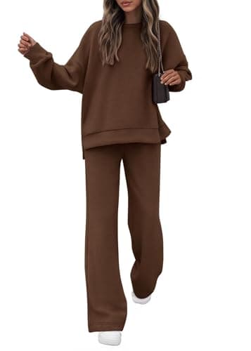 KIRUNDO Spring Fall Sweatsuits Women 2 Piece Outfit Lounge Sets 2026 Matching Airport Travel Sweatshirt Sweatpants Tracksuit(Brown, XX-Large) - Image 1