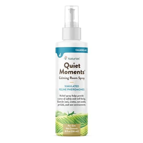 NaturVet Quiet Moments Herbal Calming Spray, 8 Ounce- Feline - Image 1
