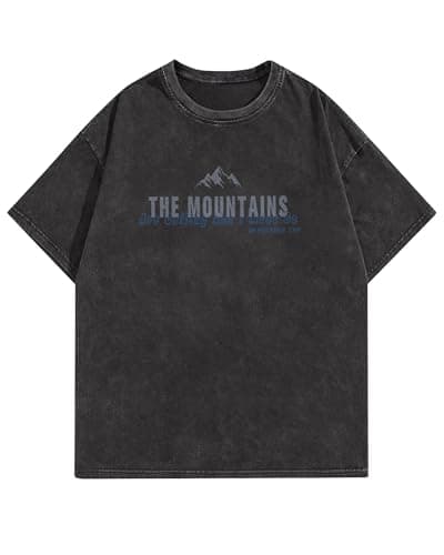YTD Mountains Graphic T-Shirts for Men Women Acid Wash Oversized Tees - Image 1
