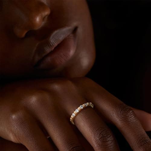 Valloey Rover Rings for Women, 14K Gold Plated Simple Emgagement Rings for Women Dainty Cubic Zirconia Pave Wedding CZ Ring Gold Jewelry Trendy Size 6 - Thumbnail 2