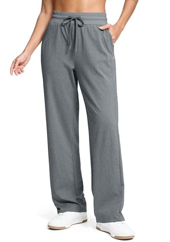 Soothfeel Women's Cotton Sweatpants Lounge Sweat Pants High Waisted Open Bottom Casual Yoga Pants for Women with Pockets, Dark_Grey, S - Image 1