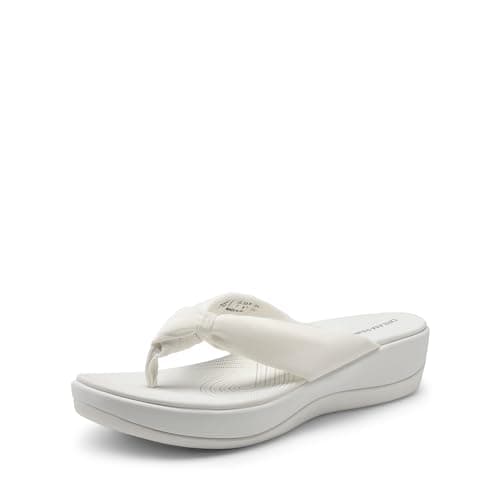 DREAM PAIRS Platform Flip Flops for Women Cushioned Thong Sandals with Soft Eva Foam Insole Lightweight Lycra Fabric Comfort Dressy Slides Slippers for Summer Beach,Size 10,White,DWUMFF2509 - Image 1