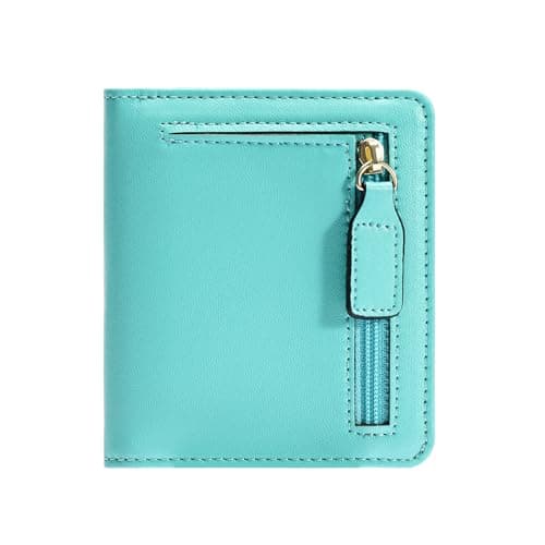 Gostwo Wallet Women, Mini Slim Wallet for Women, Compact Bifold Small Wallets Woman Rfid Blocking Card Holder, Billfolds Thin Leather Zipper, Gift for Ladies Teen Girls with ID Window, Light Blue - Image 1