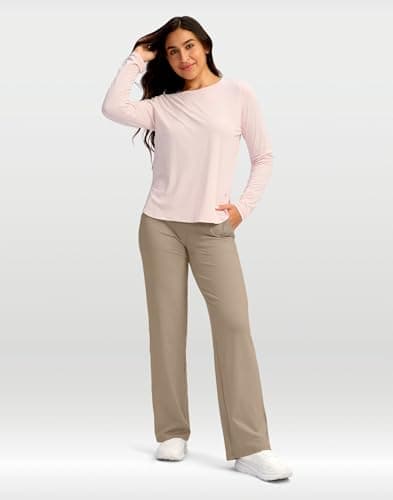 G Gradual Women's Yoga Pants Wide Leg with Pockets High Waist Stretch Loose Casual Lounge Sweatpants Petite/Regular/Tall (Khaki, Inseam 28, S) - Thumbnail 6