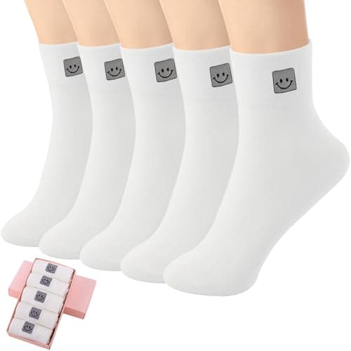 HUGSWEET Thin Soft Cotton Crew Socks for Women Ankle above Bootie Socks Gifts for Women 5-10 Pairs - Image 1