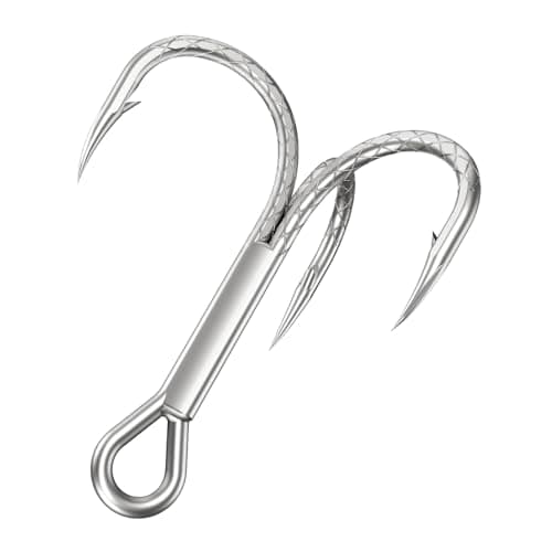 Diamond Treble Hooks 4X Strong Fishing Hooks,Fish Scale Pattern Triple Hooks Sharp Barbed/High Carbon Steel/Round Bend for Lures Freshwater Saltwater Sizes #6 - Image 1