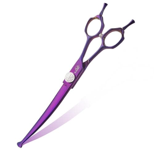 Ethyxe 7" Curved Dog Grooming Scissors – Professional 440C Stainless Steel Pet Shears with Safety Round Tips and Sharp Blades for Body Facial Nose Ear and Paw Hair Easy Use - Image 1