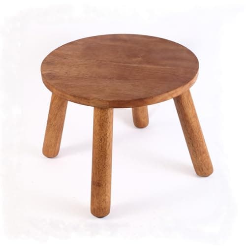 zaowofires Round Solid Wooden Step Stool， Garden Stool，9.3''H,Plant Stool ，Wood Legs Detachable for Plant Stand, Kitchen, Bathroom，Bedroom，Livingroom (Walnut, 9.3inch) - Image 1