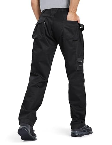 DURAWERK Men's Work Pants, Carpenter Pants with Reinforced Knee Pad Pockets, Heavy Duty Durable Safety Trousers, Utility Cargo Pants, Ripstop Tactical Pants for Outdoor Construction (Black, 32WX30L) - Thumbnail 6
