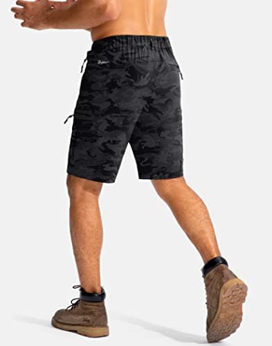Pudolla Men's Hiking Cargo Shorts 9" Lightweight Outdoor Work Shorts for Men Travel Golf Camping Casual with 5 Zipper Pockets(Black Camo Medium) - Thumbnail 3