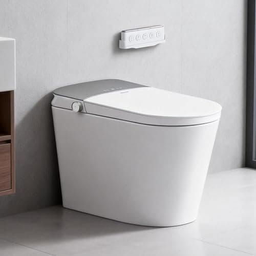 RekeSmt Smart Toilet with Built-in Tank and Pump - Foot Sensor Open Lid & Seat, Automatic Flush Bidet Toilet, Elongated One Piece Electric Toilet with Heated Seat, Instant Warm Water, Air Dryer - Image 1