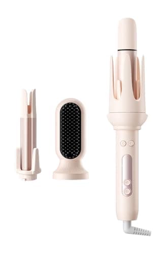 DYHOO 3 in 1 Automatic Hair Curler Set, 1"&1.25" Barrels with Straightening Brush, 3 Temp, Negative Ion Hair Styler for Beach Waves, Loose Curls & Straight Hair, Travel Light