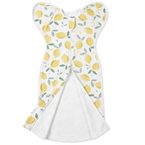 ANYEDDE Arms Up Swaddle for Newborns 0-3 Months, with Openable Cuff & Bottom Button Design, Unisex Smiling Lemon Breathable Swaddle Sack with 2-Way Zipper, for Baby Boys & Girls