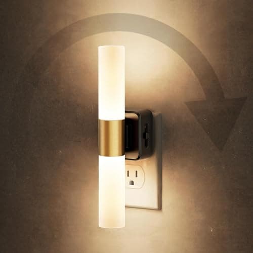 JandCase LED Night Light, Night Lights Plug into Wall, 3000K Soft White, 0-100LM Adjustable Brightness, 180° Rotating Plug in Night Light with Auto Light Sensor for Bedroom Bathroom Hallway - Image 1